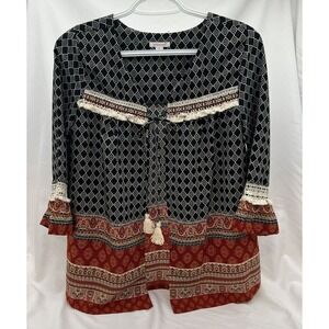 Xhilaration Women's Size Small Open Front Tassel Tie Multi-Color‎ Bohemian Style
